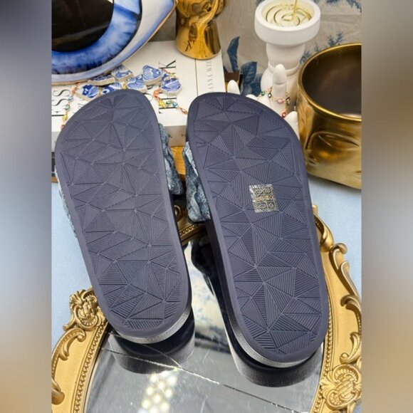 🆕 KURT GEIGER LONDON 🧿 NWOT Blue Denim Meena Eagle Slides, Sz EU 36.5 US 6.5 - Picture 12 of 14